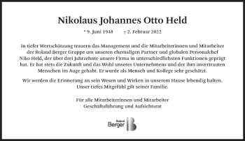 Traueranzeige von Nikolaus Johannes Otto Held von Süddeutsche Zeitung