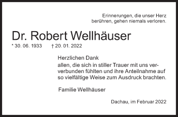 Traueranzeige von Robert Wellhäuser von Süddeutsche Zeitung
