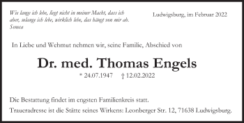 Traueranzeige von Thomas Engels von Süddeutsche Zeitung