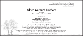 Traueranzeige von Ulrich Gerhard Reichert von Süddeutsche Zeitung