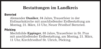 Traueranzeige von Alexander Daniker von Süddeutsche Zeitung