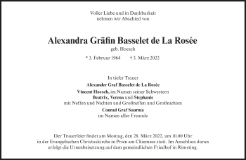 Traueranzeige von Xandi Gräfin La Rosée von Süddeutsche Zeitung
