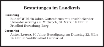 Traueranzeige von Anton Lorenz von Süddeutsche Zeitung