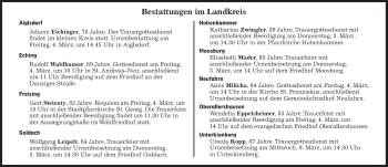 Traueranzeige von Bestattungen vom 03.03.2022 von Süddeutsche Zeitung