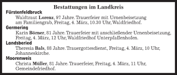 Traueranzeige von Bestattungen vom 04.03.2022 von Süddeutsche Zeitung