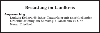 Traueranzeige von Bestattungen vom 05.03.2022 von Süddeutsche Zeitung