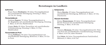 Traueranzeige von Bestattungen vom 08.03.2022 von Süddeutsche Zeitung