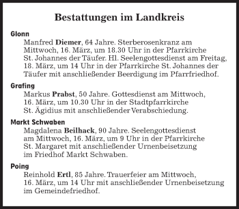 Traueranzeige von Bestattungen vom 16.03.2022 von Süddeutsche Zeitung