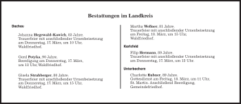 Traueranzeige von Bestattungen vom 17.03.2022 von Süddeutsche Zeitung