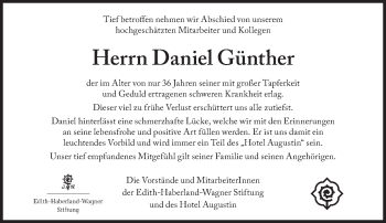 Traueranzeige von Daniel Günther von Süddeutsche Zeitung