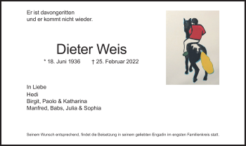 Traueranzeige von Dieter Weis von Süddeutsche Zeitung