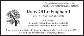 Traueranzeige von Doris Otto-Englhardt von Süddeutsche Zeitung