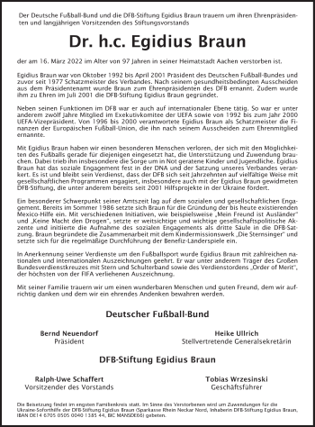 Traueranzeige von Egidius Braun von Süddeutsche Zeitung