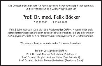 Traueranzeige von Felix Böcker von Süddeutsche Zeitung
