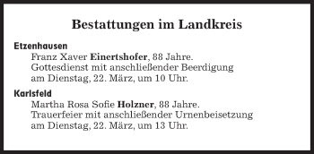 Traueranzeige von Franz Xaver Einertshofer von Süddeutsche Zeitung