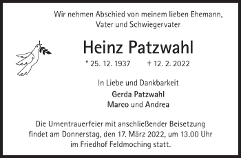 Traueranzeige von Heinz Patzwahl von Süddeutsche Zeitung
