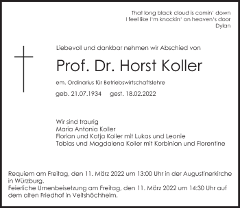 Traueranzeige von Horst Koller von Süddeutsche Zeitung