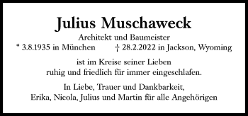 Traueranzeige von Julius Muschaweck von Süddeutsche Zeitung