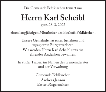 Traueranzeige von Karl Scheibl von Süddeutsche Zeitung