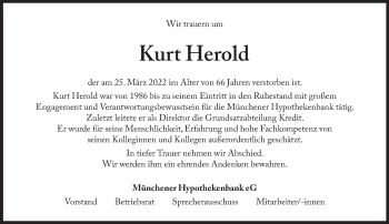 Traueranzeige von Kurt Herold von Süddeutsche Zeitung