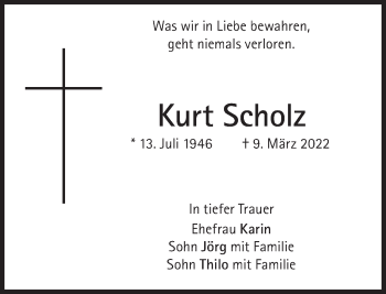 Traueranzeige von Kurt Scholz von Süddeutsche Zeitung