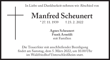 Traueranzeige von Manfred Scheunert von Süddeutsche Zeitung