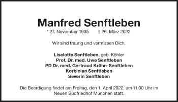 Traueranzeige von Manfred Senftleben von Süddeutsche Zeitung