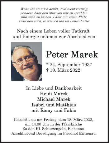 Traueranzeige von Marek Peter von Süddeutsche Zeitung
