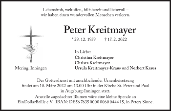 Traueranzeige von Peter Kreitmayer von Süddeutsche Zeitung