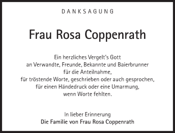 Traueranzeige von Rosa Coppenrath von Süddeutsche Zeitung