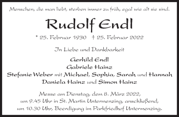 Traueranzeige von Rudolf Endl von Süddeutsche Zeitung