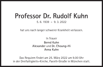 Traueranzeige von Rudolf Kuhn von Süddeutsche Zeitung