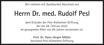 Traueranzeige von Rudolf Pesl von Süddeutsche Zeitung