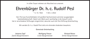 Traueranzeige von Rudolf Pesl von Süddeutsche Zeitung
