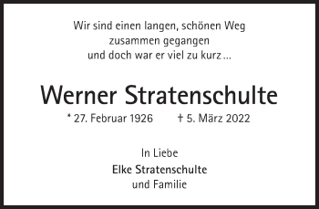 Traueranzeige von Werner Stratenschulte von Süddeutsche Zeitung