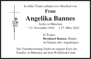 Traueranzeige von Angelika Bannes von Süddeutsche Zeitung
