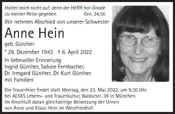Traueranzeige von Anne Hein von Süddeutsche Zeitung