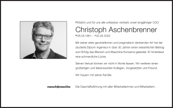 Traueranzeige von Christoph Aschenbrenner von Süddeutsche Zeitung