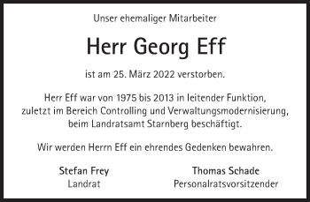 Traueranzeige von Georg Eff von Süddeutsche Zeitung