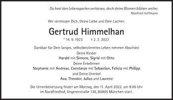 Traueranzeige von Gertrud Himmelhan von Süddeutsche Zeitung