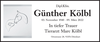 Traueranzeige von Günther Kölbl von Süddeutsche Zeitung