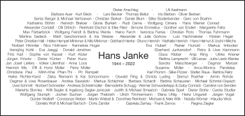 Traueranzeige von Hans Janke von Süddeutsche Zeitung