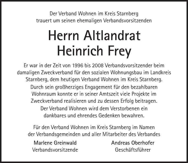  Traueranzeige für Heinrich Frey vom 14.04.2022 aus Süddeutsche Zeitung