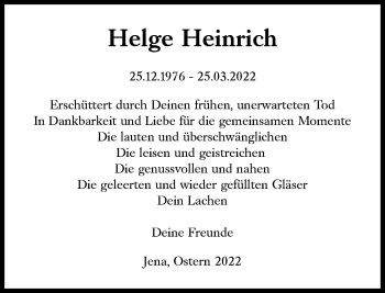 Traueranzeige von Helge Heinrich von Süddeutsche Zeitung