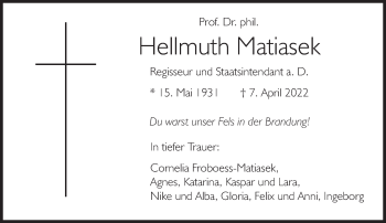 Traueranzeige von Hellmuth Matiasek von Süddeutsche Zeitung
