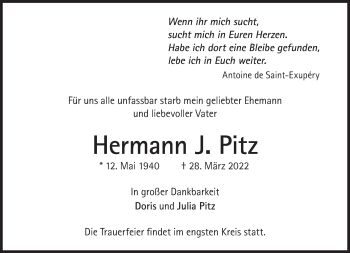 Traueranzeige von Hermann J. Pitz von Süddeutsche Zeitung