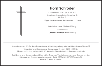 Traueranzeige von Horst Schröder von Süddeutsche Zeitung