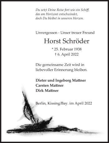 Traueranzeige von Horst Schröder von Süddeutsche Zeitung