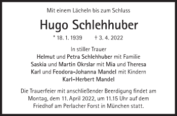 Traueranzeige von Hugo Schlehhuber von Süddeutsche Zeitung