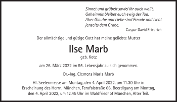 Traueranzeige von Ilse Marb von Süddeutsche Zeitung
